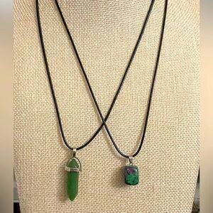 Hand Crafted Natural Stone/Crystal Pendant  Necklace Set Made By My Daughter